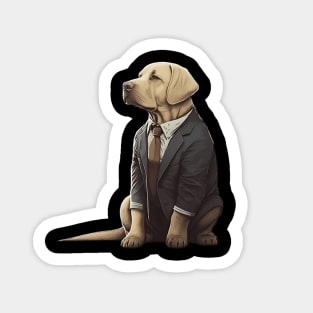 Suave Labrador Retriever: The Dapper Dog in a Custom-Tailored Suit Sticker